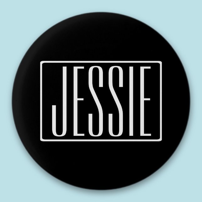 Bold & Modern Your Name or Word | White On Black Button (Creator Uploaded)