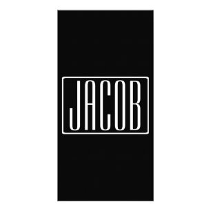 Bold & Modern Your Name or Word   White On Black Card