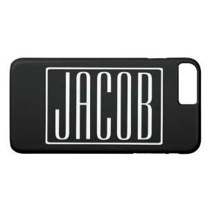 Bold & Modern Your Name or Word White On Black iPhone 8 Plus/7 Plus Case