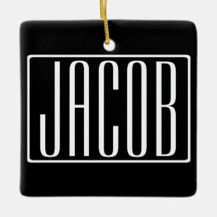 Bold & Modern Your Name or Word   White On Black Ceramic Ornament