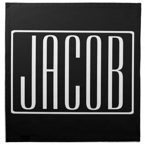 Bold  Modern Your Name or Word  White On Black Cloth Napkin