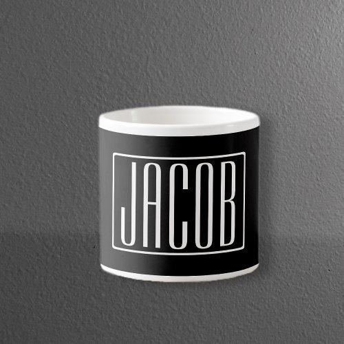 Bold  Modern Your Name or Word  White On Black Espresso Cup