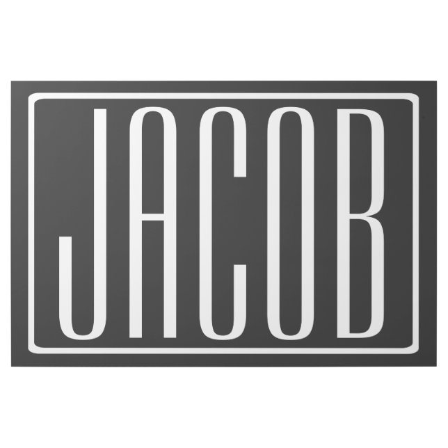 Bold & Modern Your Name or Word | White On Black Gallery Wrap (Front)