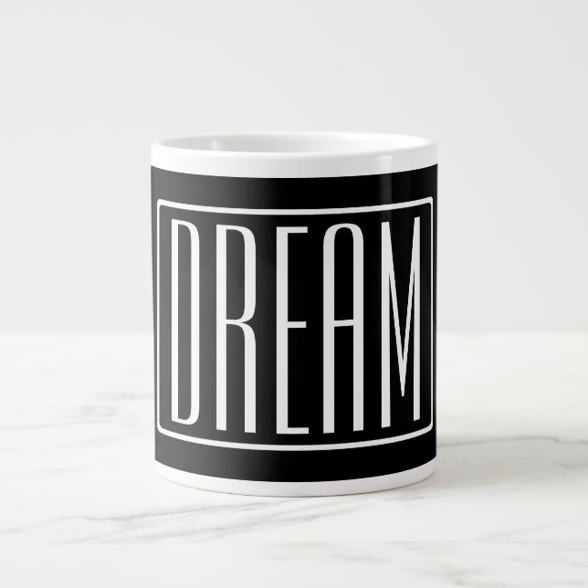 Bold & Modern Your Name or Word | White On Black Giant Coffee Mug (Front)