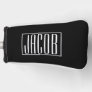 Bold & Modern Your Name or Word | White On Black Golf Head Cover