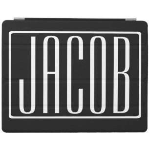 Bold & Modern Your Name or Word   White On Black iPad Smart Cover