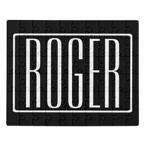 Bold  Modern Your Name or Word  White On Black Jigsaw Puzzle