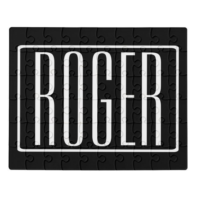 Bold & Modern Your Name or Word | White On Black Jigsaw Puzzle (Puzzle Horizontal)