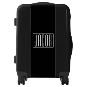 Bold & Modern Your Name or Word White On Black Luggage