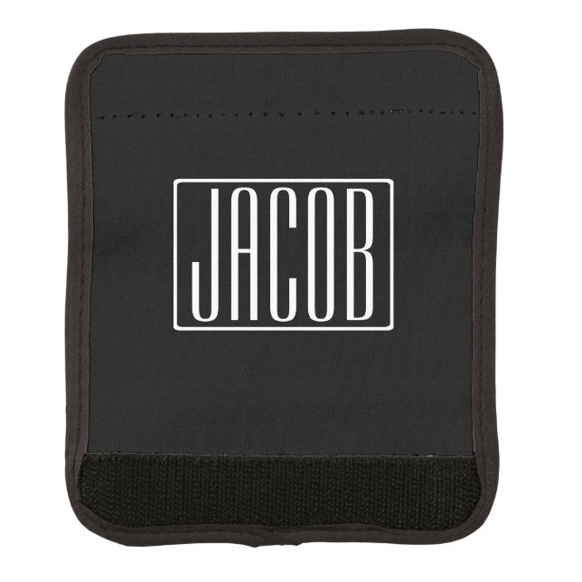 Bold & Modern Your Name or Word | White On Black Luggage Handle Wrap (Front)