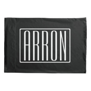 Bold & Modern Your Name or Word White On Black Pillow Case
