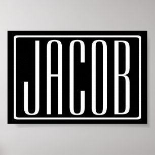 Bold & Modern Your Name or Word White On Black Poster
