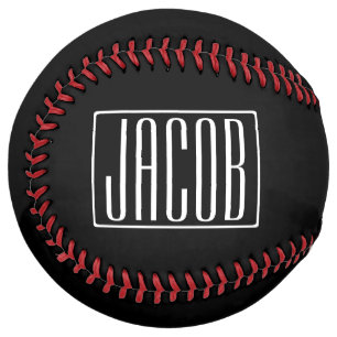 Bold & Modern Your Name or Word White On Black Softball