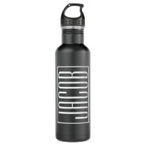 Bold & Modern Your Name or Word | White On Black Stainless Steel Water Bottle Bold & Modern Your Name or Word | White On Black Stainless Steel Water Bottle