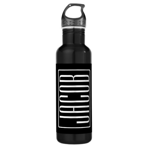 Bold  Modern Your Name or Word  White On Black Stainless Steel Water Bottle
