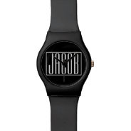 Bold & Modern Your Name Or Word | White On Black Watch at Zazzle