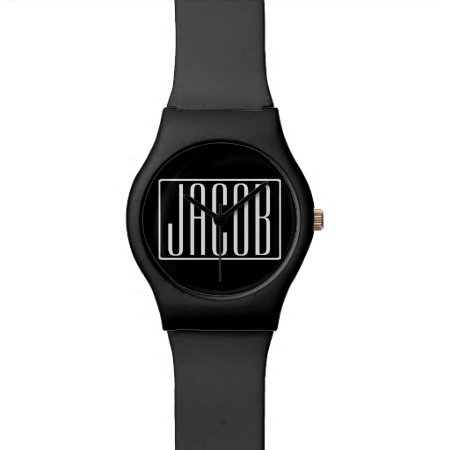 Bold & Modern Your Name Or Word | White On Black Watch