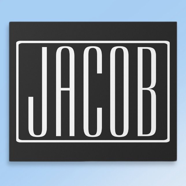 Bold & Modern Your Name or Word | White On Black Wrapping Paper (Creator Uploaded)