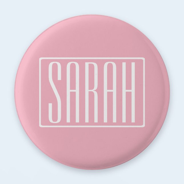 Bold & Modern Your Name or Word | White On Pink Button (Creator Uploaded)