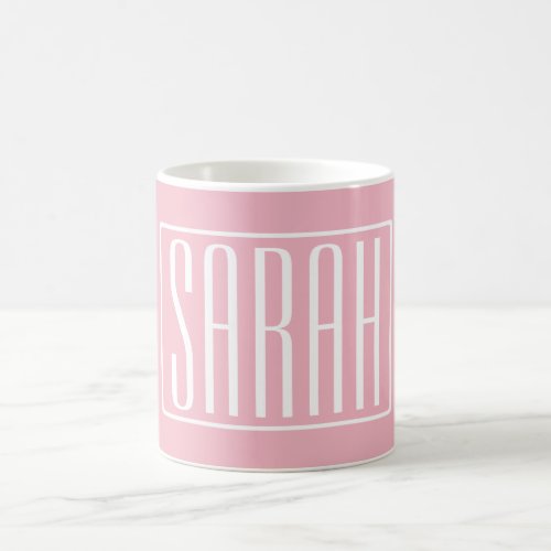 Bold  Modern Your Name or Word  White On Pink Coffee Mug