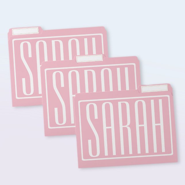 Bold & Modern Your Name or Word | White On Pink File Folder (Creator Uploaded)