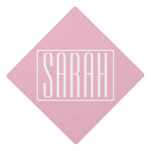 Bold & Modern Your Name or Word White On Pink Graduation Cap Topper