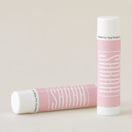 Bold &amp; Modern Your Name or Word | White On Pink Lip Balm