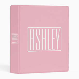 Bold & Modern Your Name or Word White On Pink Mini Binder