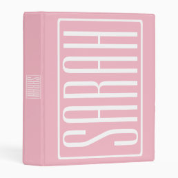 Bold &amp; Modern Your Name or Word | White On Pink Mini Binder
