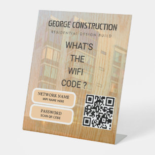 Bold Molded Wooden Texture Construction Business Pedestal Sign