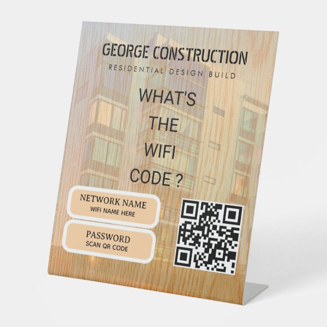 Bold Molded Wooden Texture Construction Business Pedestal Sign (Front)