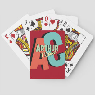 Bold Monogram add name and initials on red Poker Cards