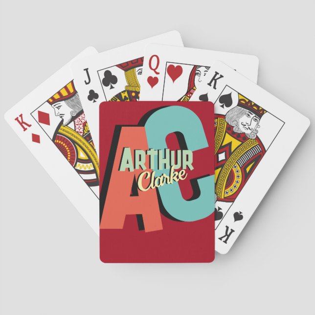 Bold Monogram | add name and initials on red Poker Cards (Back)