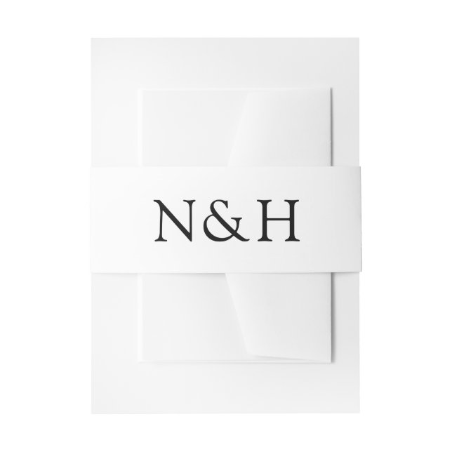 Bold Monogram Black and White Modern Wedding Invitation Belly Band (Front Example)