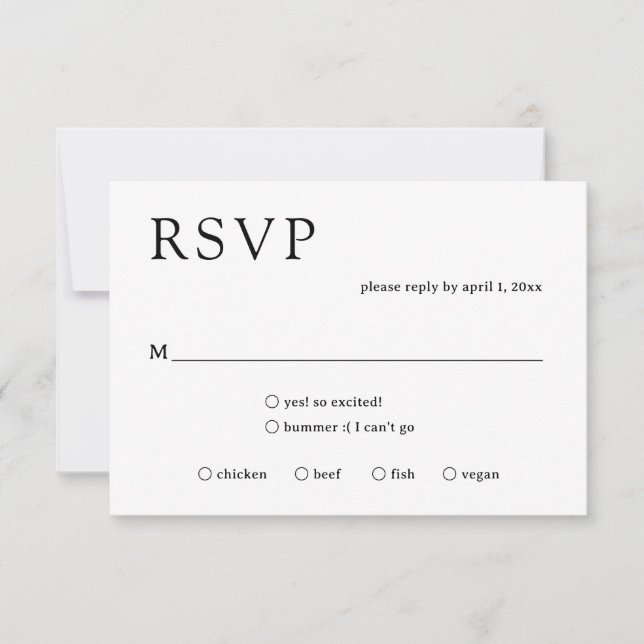 Bold Monogram Black and White Modern Wedding RSVP Card (Front)
