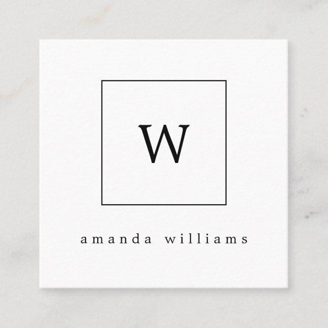 Bold Monogram black and white professional Square Business Card (Front)