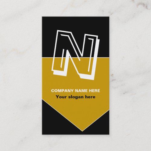 Bold monogram black gold business cards