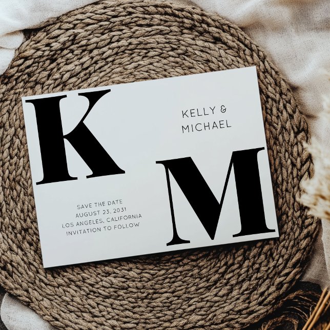 Bold Monogram Black Initials Modern Wedding Save The Date (Creator Uploaded)
