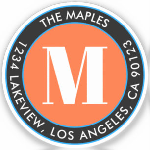 Bold Monogram Black Orange Blue Clear Transparent Sticker