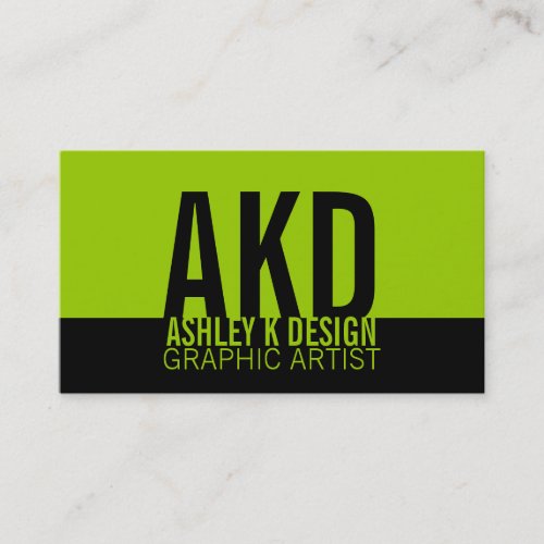 Bold Monogram Business Cards Black Green