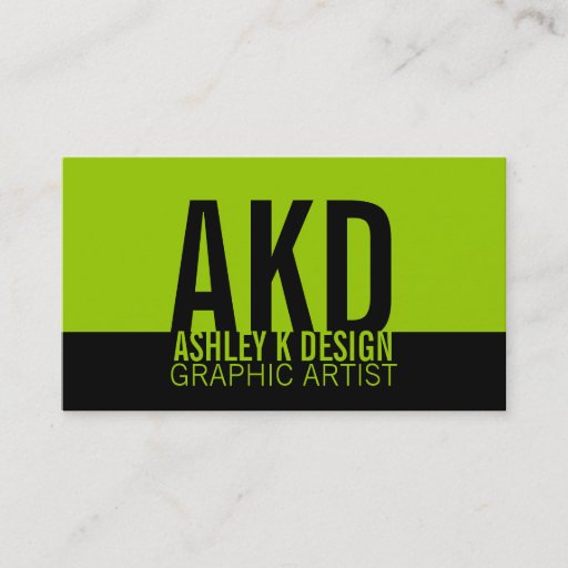Customizable Bold Monogram Business Cards Black Green