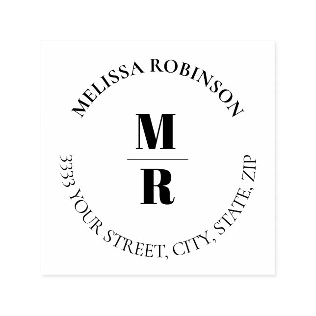 Bold Monogram Chic Circle Text Self-inking Stamp (Design)