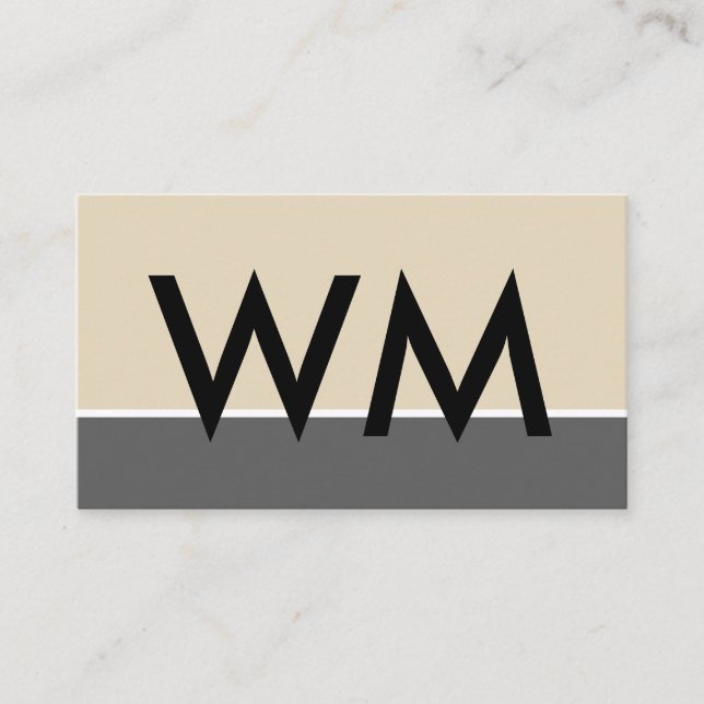 Bold Monogram Company Beige Gray Business Card (Front)