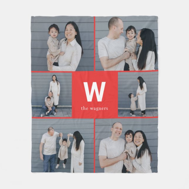 Bold Monogram Editable Color Custom Photo Blanket (Front)
