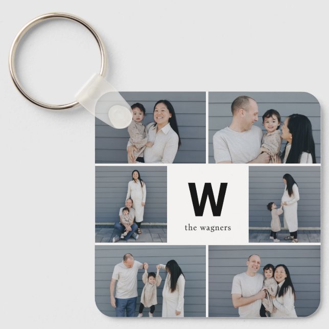 Bold Monogram Editable Color Custom Photo Keychain (Front)