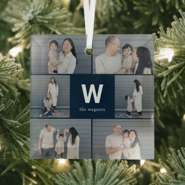 Bold Monogram Editable Color Custom Photo Ornament (Insitu)