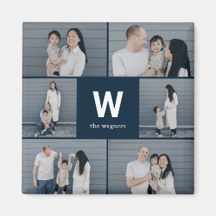 Bold Monogram Editable Color Modern Photo Magnet