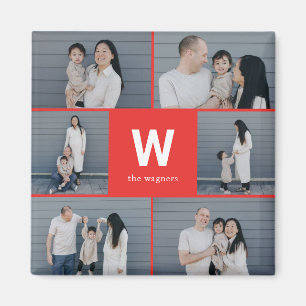 Bold Monogram Editable Color Modern Photo Magnet