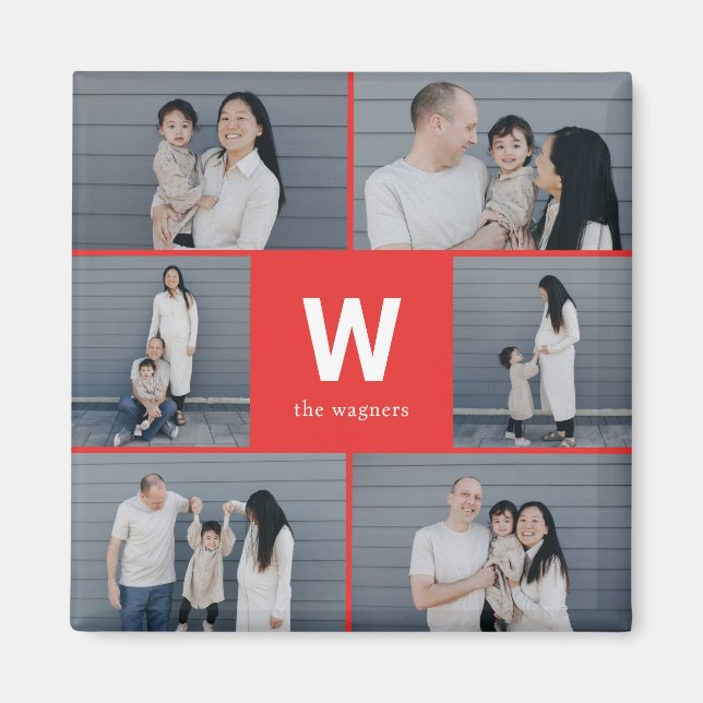 Bold Monogram Editable Color Modern Photo Magnet (Front)