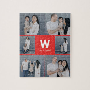 Bold Monogram Editable Color Photo Collage Puzzle